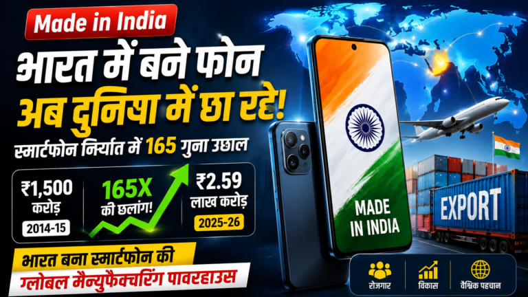 भारत में बने स्मार्टफोन का बढ़ता निर्यात और 165 गुना वृद्धि