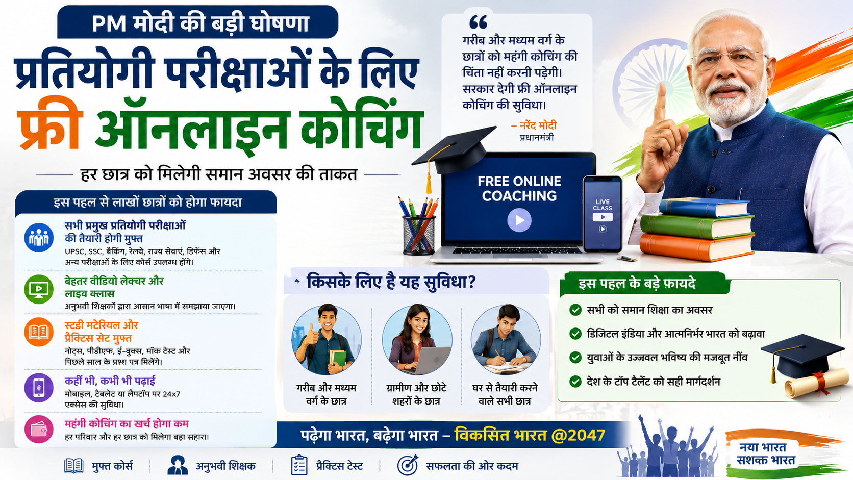 प्रतियोगी परीक्षाओं के लिए फ्री ऑनलाइन कोचिंग
